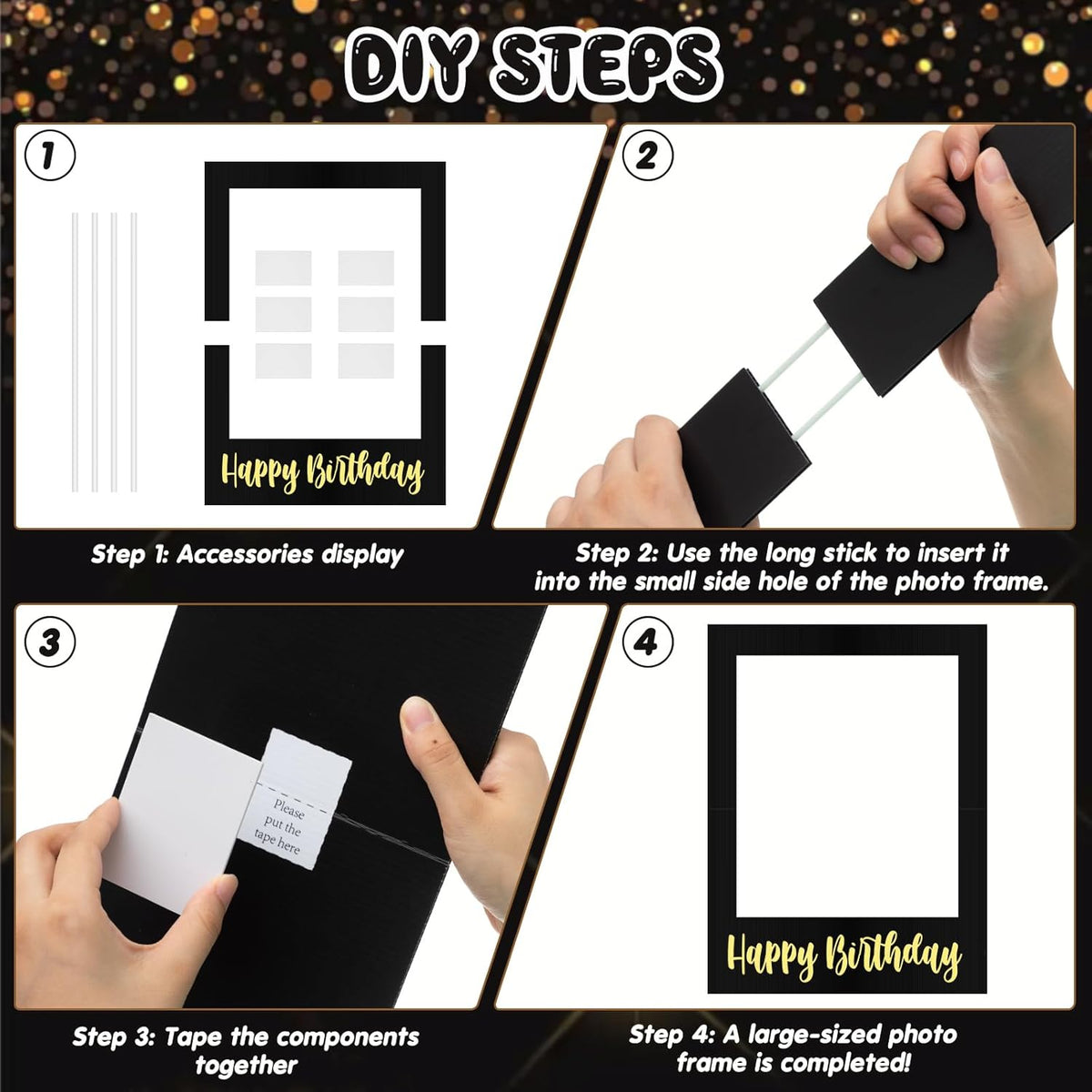 32 x 24 Inch Large Photo Booth Props Picture Frame Happy Birthday Party Frame DIY Cutouts Photo