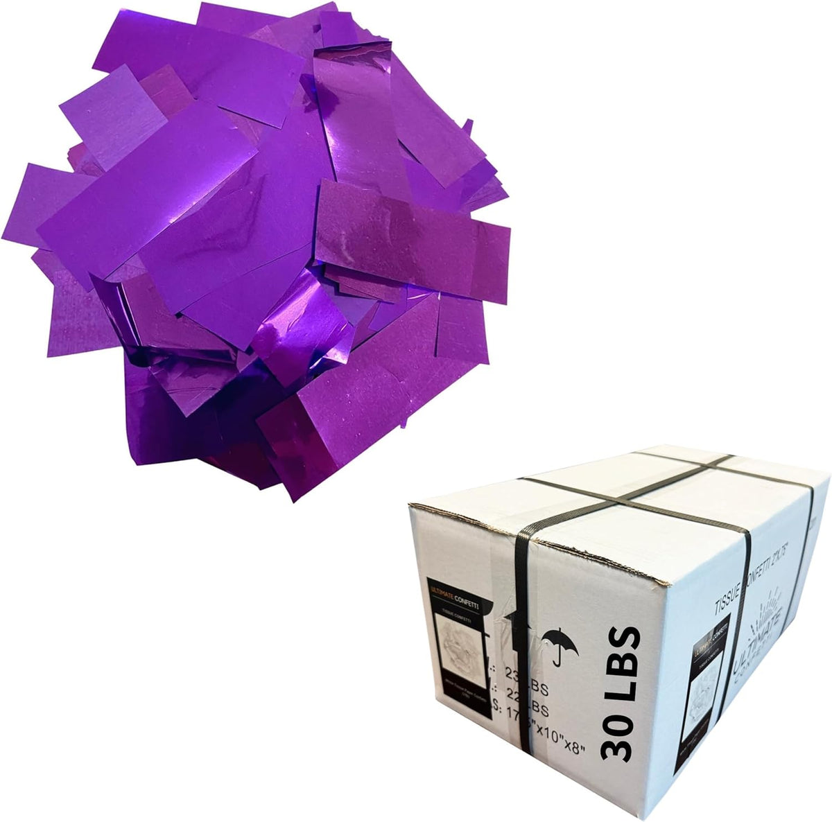 Fluttering Purple Mylar Shiny Foil Metallic Confetti – Rectangular Light-Weight and Slow-Falling