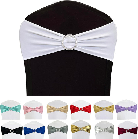 Spandex Chair Sashes Bands 50PCS Stretch Chair Ties Bows with Buckle Slider for Wedding Party