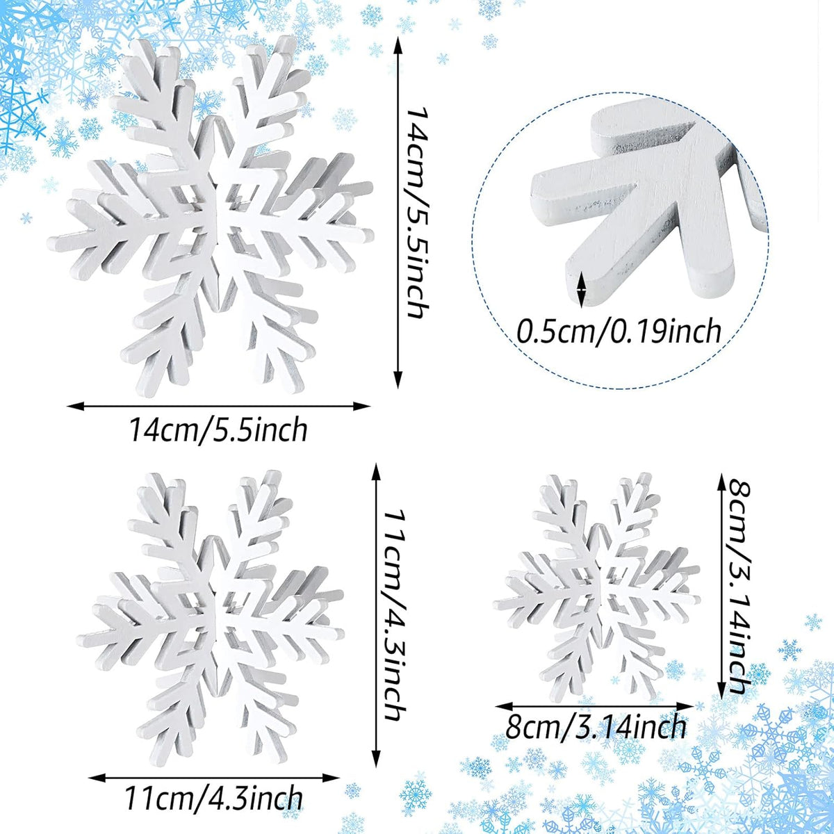 Bucherry 12 Pcs Wooden Snowflake Table Decor 3D Snowflake Tabletop Signs and Centerpiece for