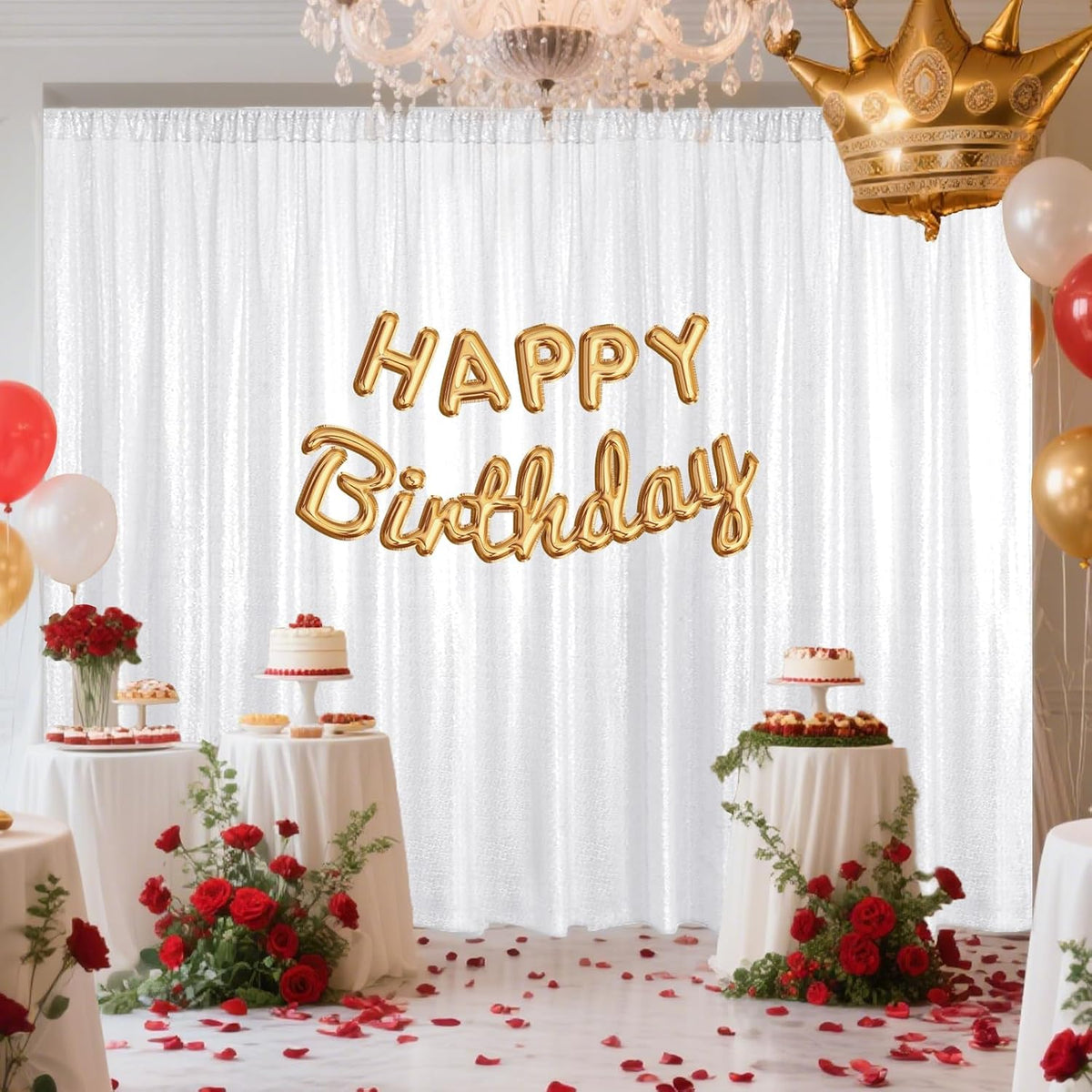 White Sequin Backdrop Curtain 2 Pieces 2FTx8FT Glitter Photography Backdrop for Party Wedding
