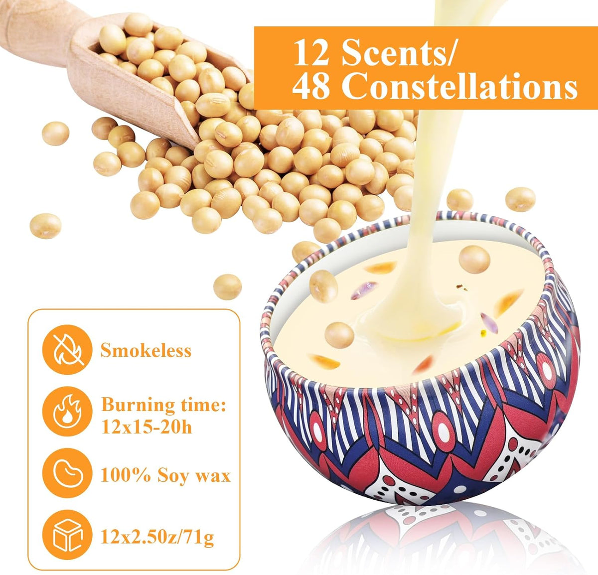 48 Pack Scented Candles Gift Set Long Lasting Soy Wax Aromatherapy Candles for Home Wedding Baby