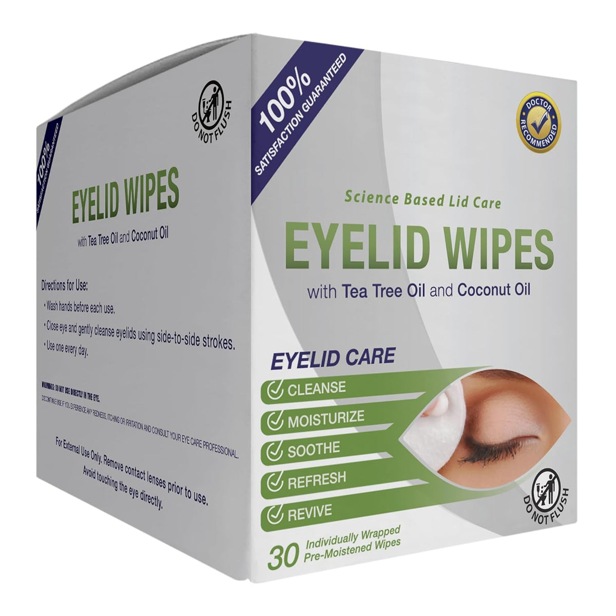 Lunovus Premium Eyelid Wipes With Tea Tree and Coconut Oil - Cleansing Wipes for People Itchy Eyes