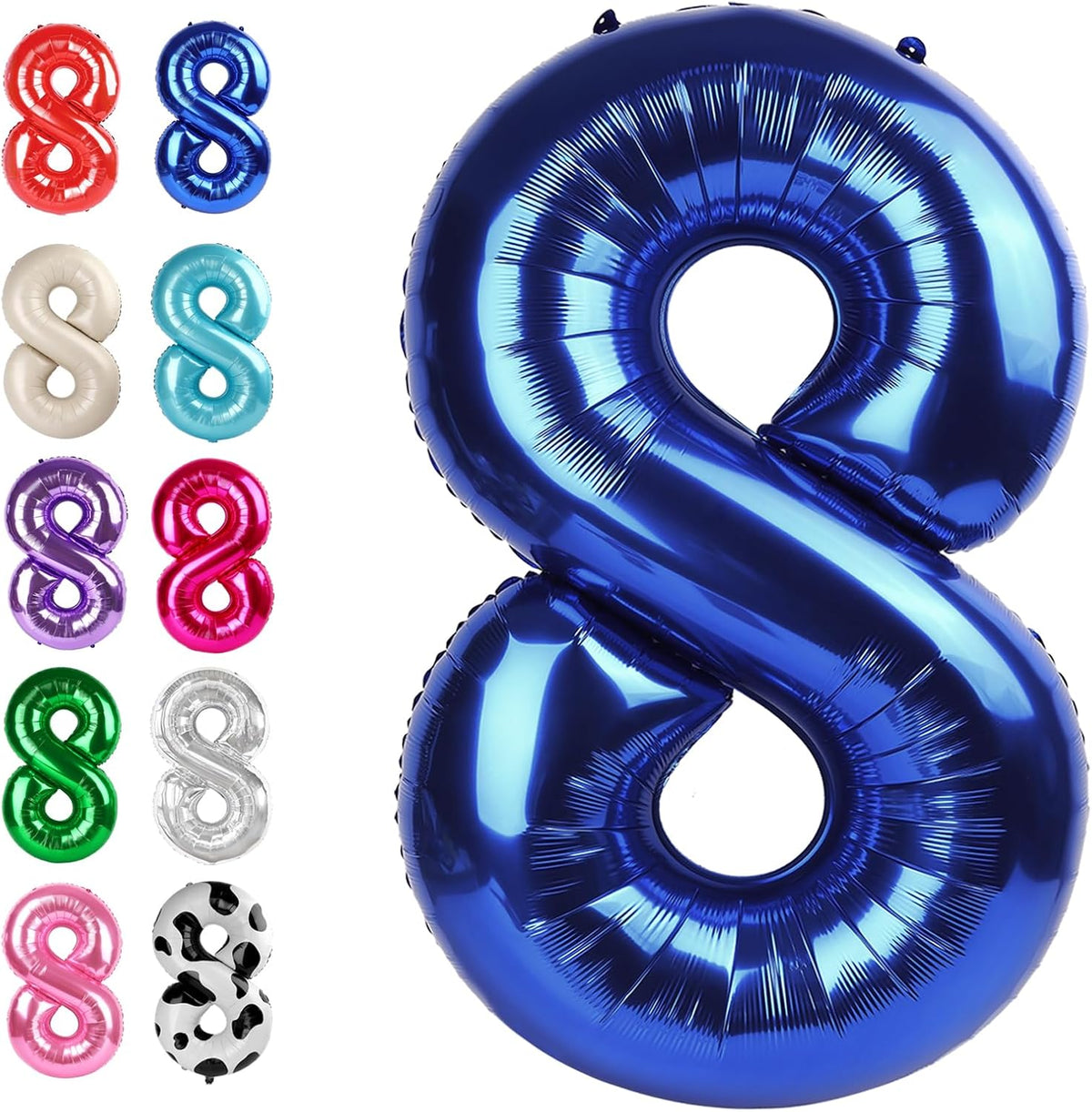 Helium Foil Night Blue Number 8 Balloon 40 Inch, Mylar Eight Numbers 8 18 28 38 48 58 80 88