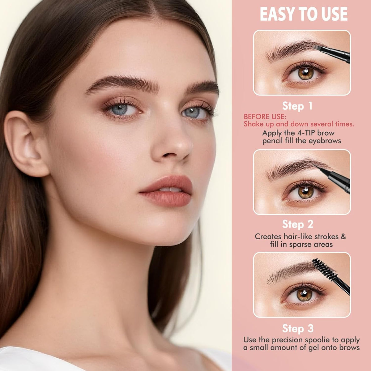 Eyebrow Pen Kit, with Microblading Eyebrow Pen, Eyebrow Gel, Eyeliner, Eyebrow Brush, Eyebrow