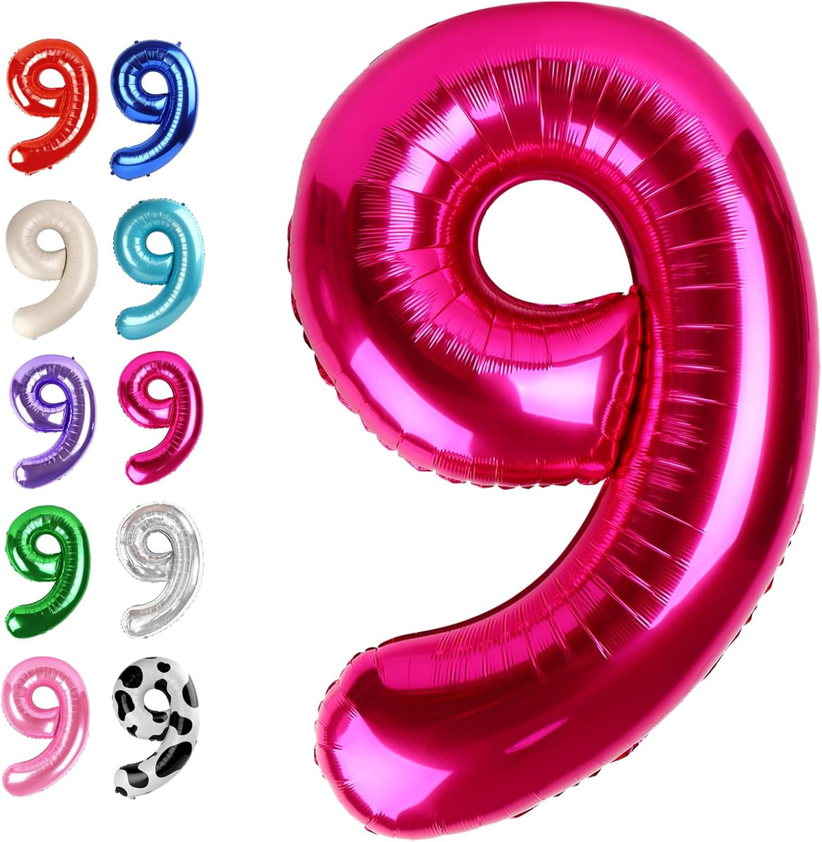 40 Inch Big Hot Pink 9 Balloon Number, Jumbo Giant Happy 9th 19 29 39 49 99 Birthday Party