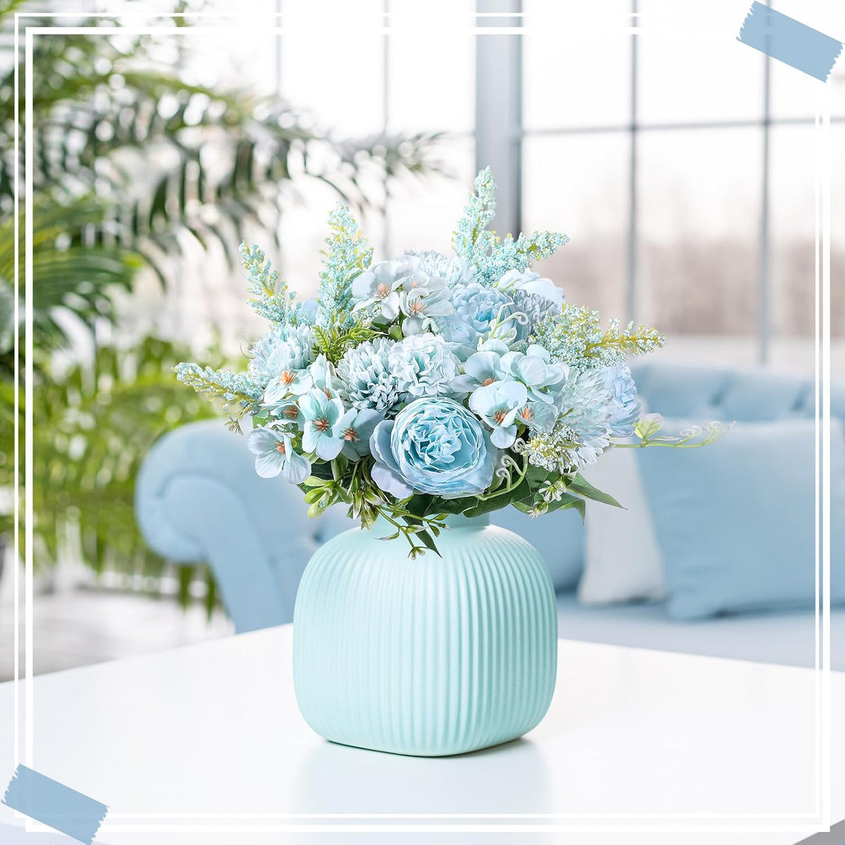 Zeyune 8 Pcs Wedding Silk Flowers Fake Silk Flowers Faux Bouquet Hydrangea Bouquets for Wedding