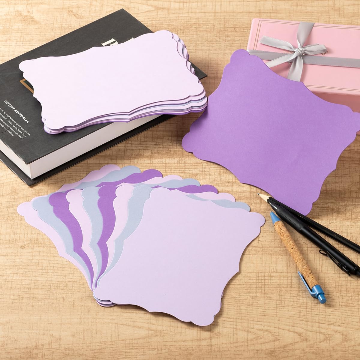 50 Pack Blank Kraft Cards Cardstock Thick Paper Brown Greeting Cards for DIY Gift Card Menus, Baby
