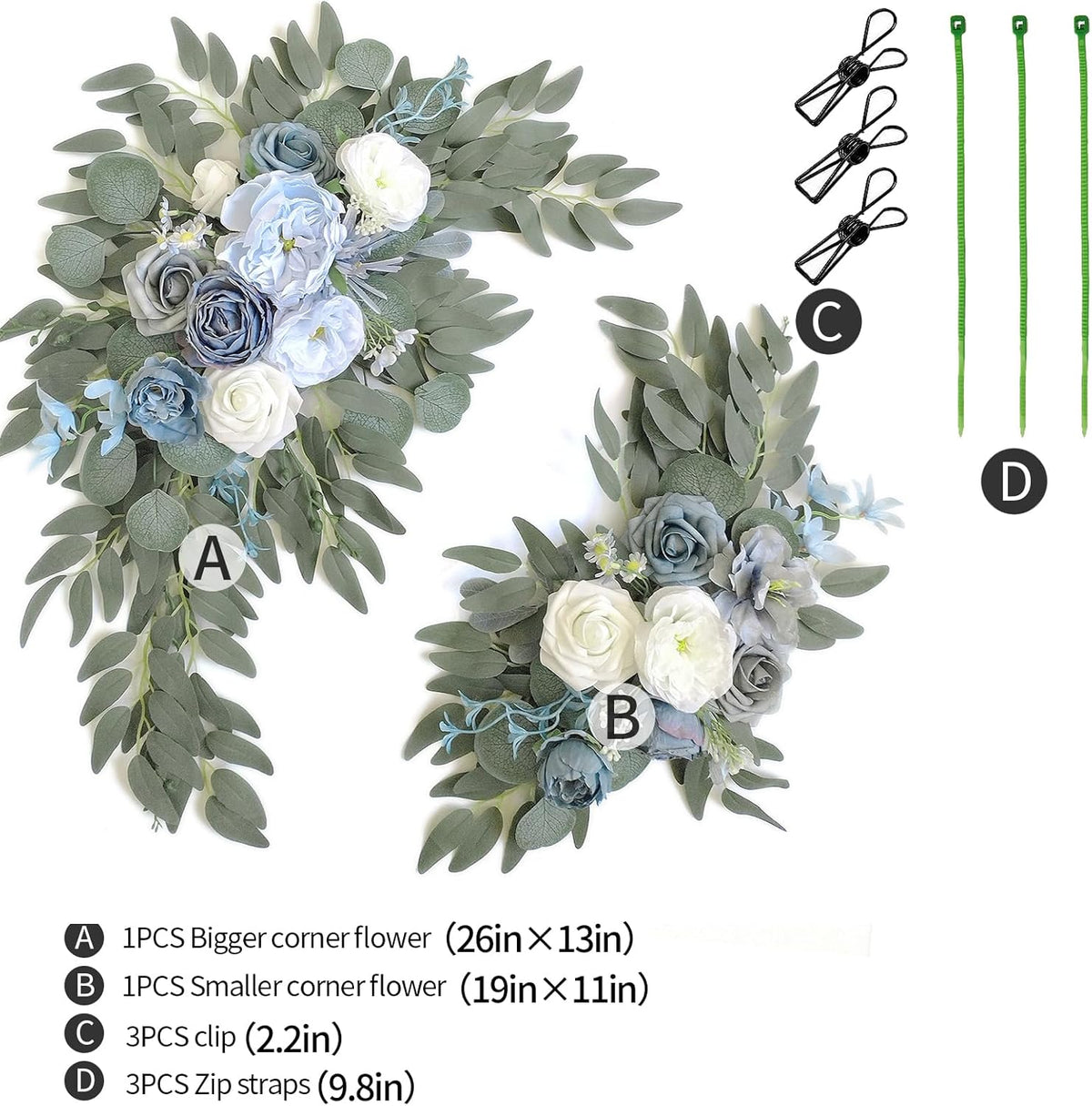 Faux Flower Swag Set of 2 for Wedding Welcome Signs Floral Swag Wedding Reception Ceremony Signs