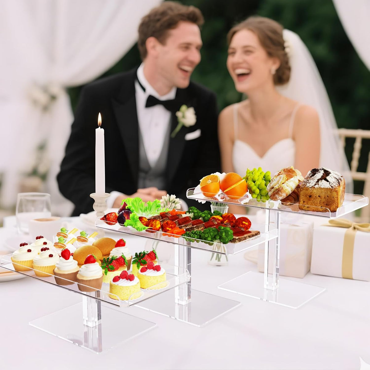 Dessert Cupcake Stand, 3 Set Acrylic Tiered Serving Tray for Dessert Table Display, Cup Cake Holder