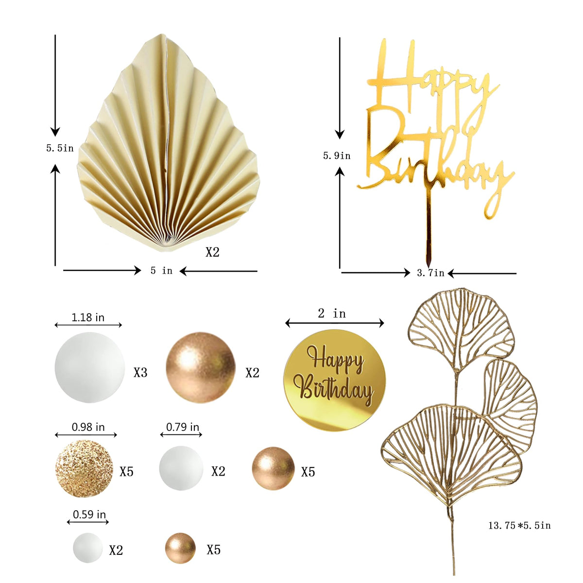 White Gold Balls Cake Toppers Balls Birthday Cake Decorations for Birthday Boho Wedding Baby Shower