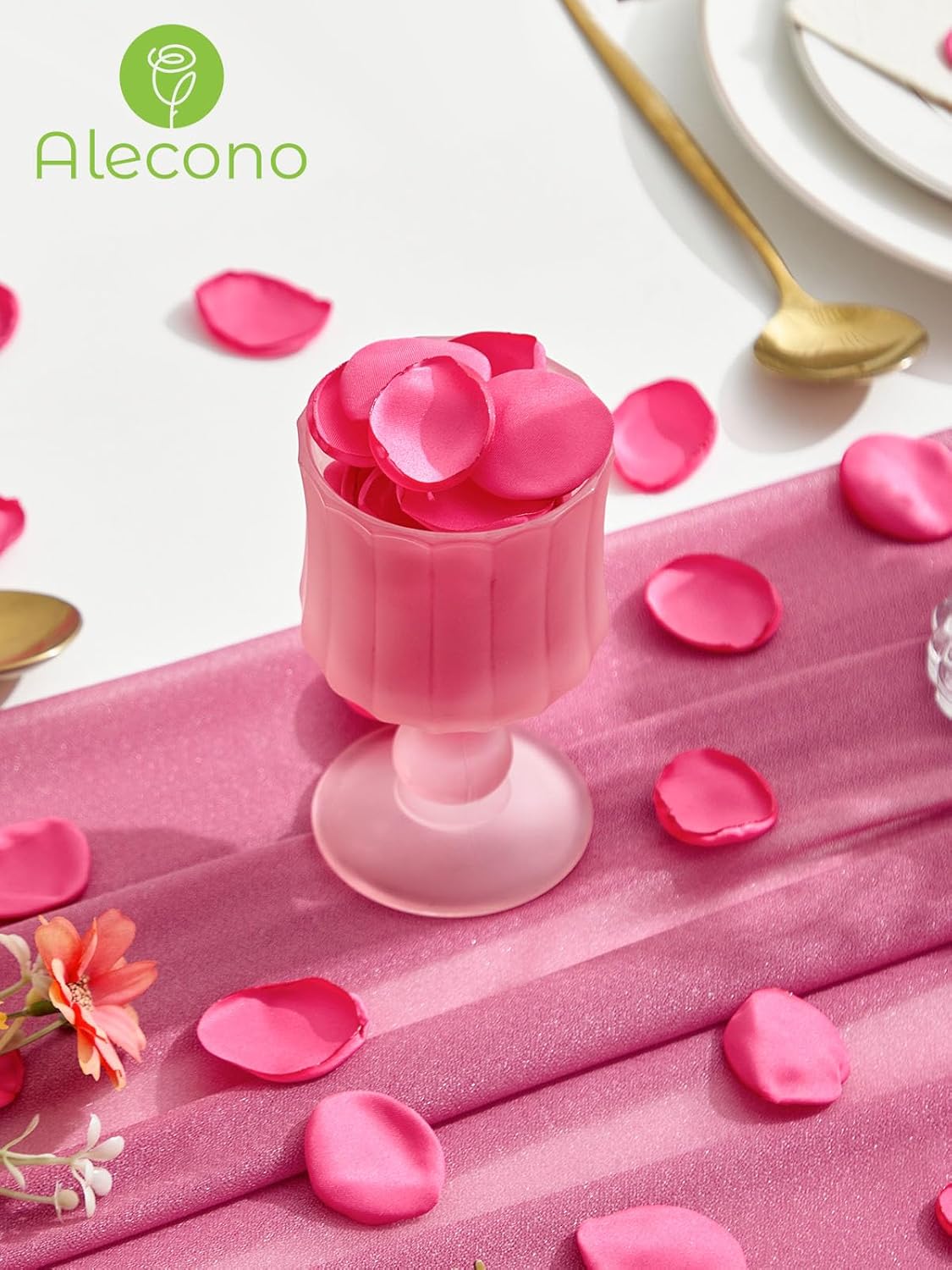 Alecono 400Pcs Silk Rose Petals, Faux Hot Pink Petals for Wedding Proposal Flower Girl Basket