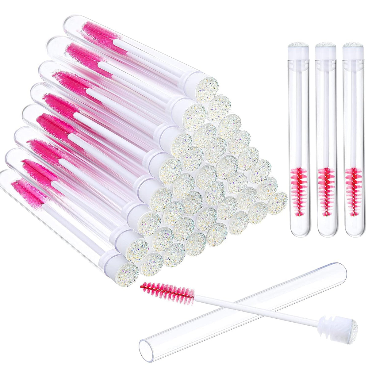 80 Pieces Disposable Mascara Brushes Tubes Set, 40 Pieces Empty Mascara Wand Tube with 40 Pieces