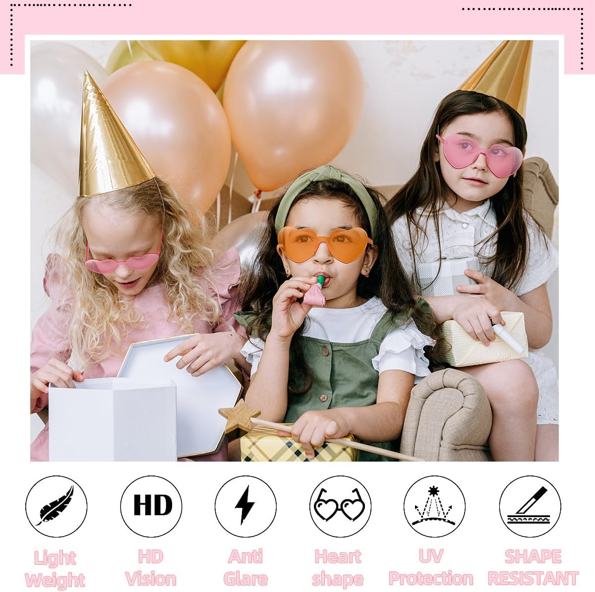 12/20/24 Pairs Heart Sunglasses for Women Men, Trendy Heart Shaped Rimless Transparent Sunglasses