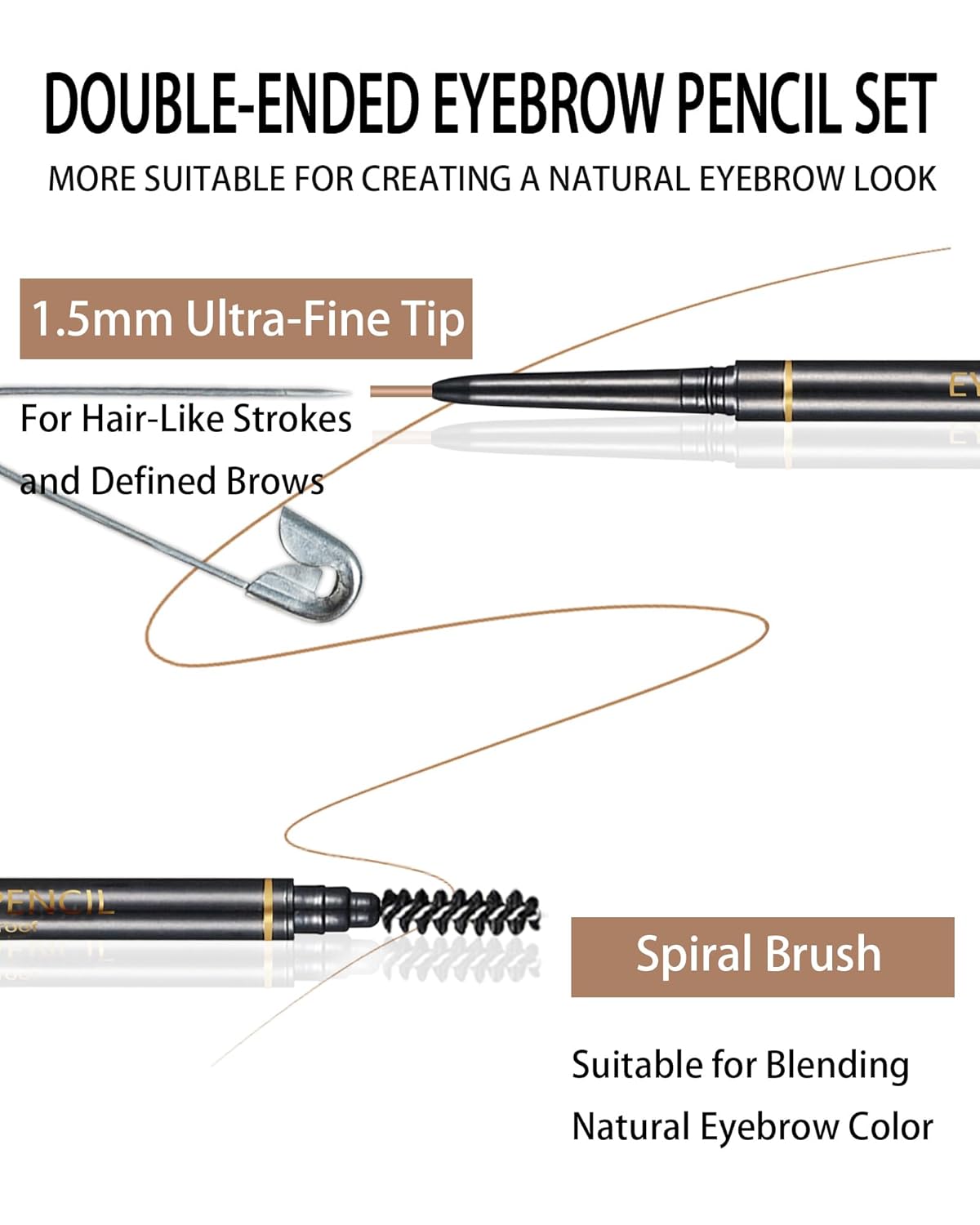 Light Brown Eyebrow Pencils for Women, 12Pcs Ultra Slim Eyebrow Pencil with 2 Brow Razors Kit