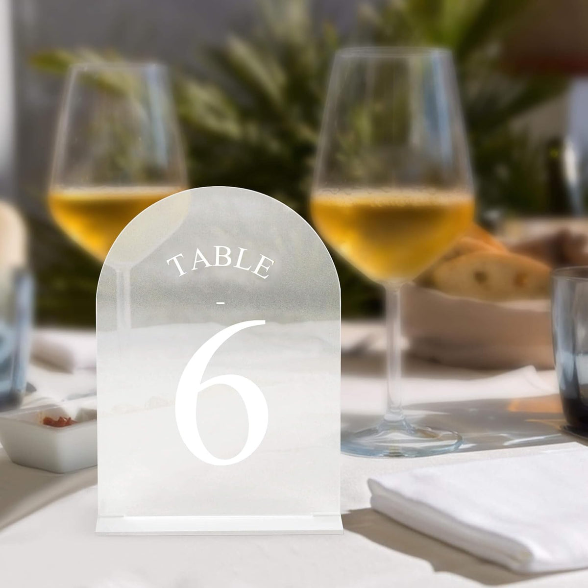 JOYIT Frosted Arch Wedding Table Numbers 1-10 with Stands – 5" X 7" Acrylic Sign Table Number