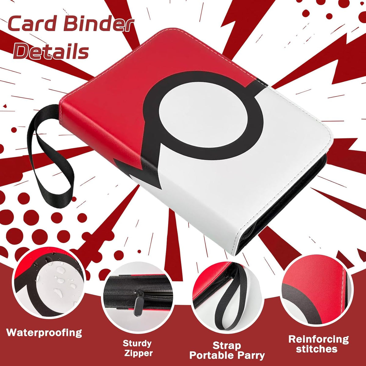440 Pockets Card Binder, Portable Trading Card Binder with 55 Removable Sleeves, Waterproof Card
