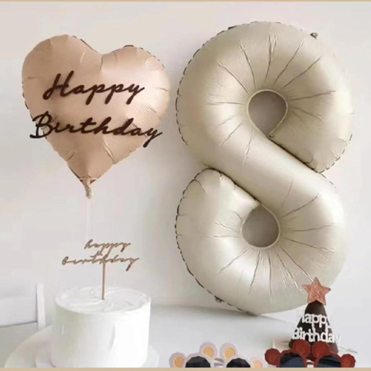 40 Inch Cream White Number 8 Balloon Mylar Big Foil Helium Number 8 18 28 38 48 58 68 88 Balloon