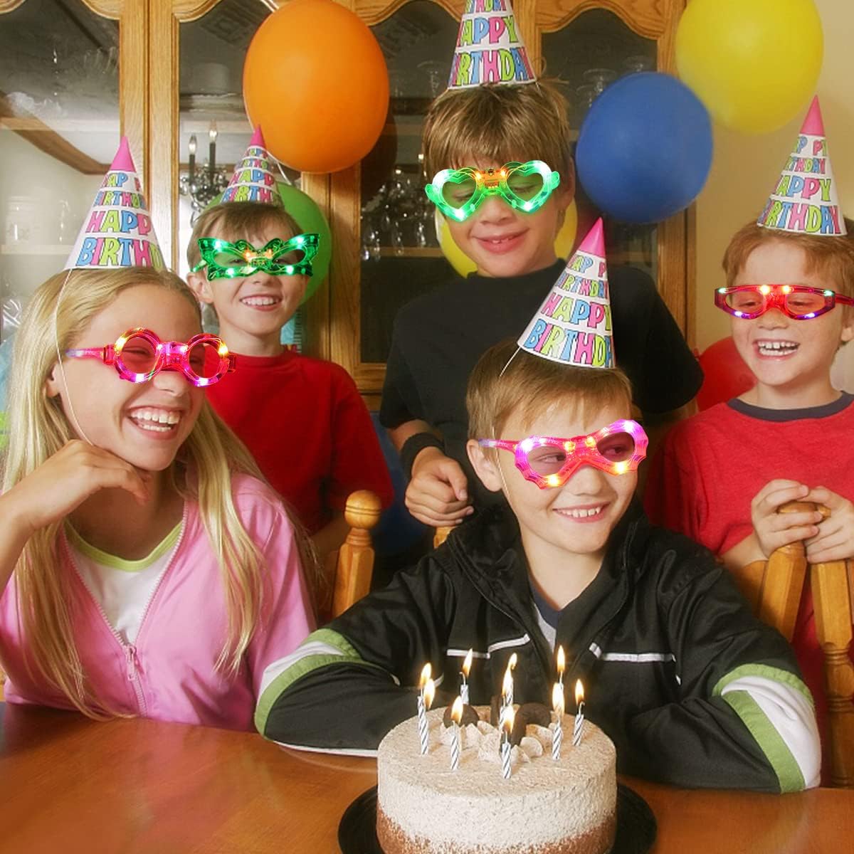 35 Pcs LED Glasses 7 shapes 6 LED Glow In The Dark Party Supplies Favor for Kids Adults shutter
