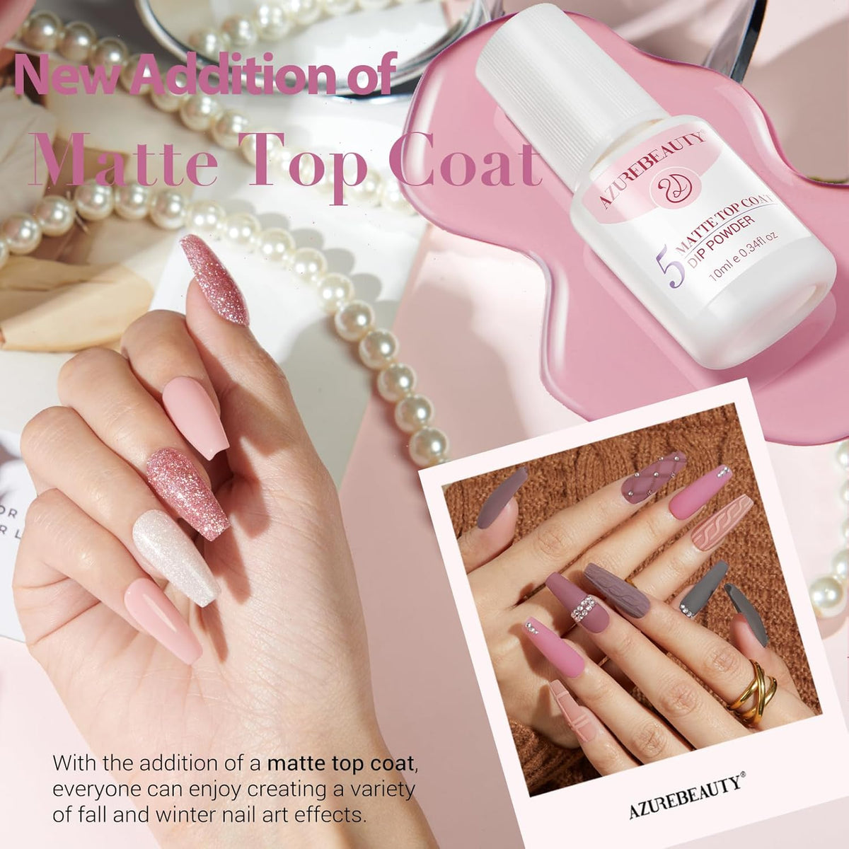 AZUREBEAUTY 30Pcs Dip Powder Nail Kit Starter with Nail Sticks, Translucent Jelly Nude Pink Gary 8