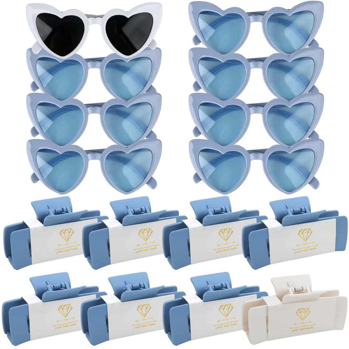 16pcs Bridesmaid Proposal Gifts 4.1inch square Matte Bachelorette Claw Clips Sunglasses set of 12