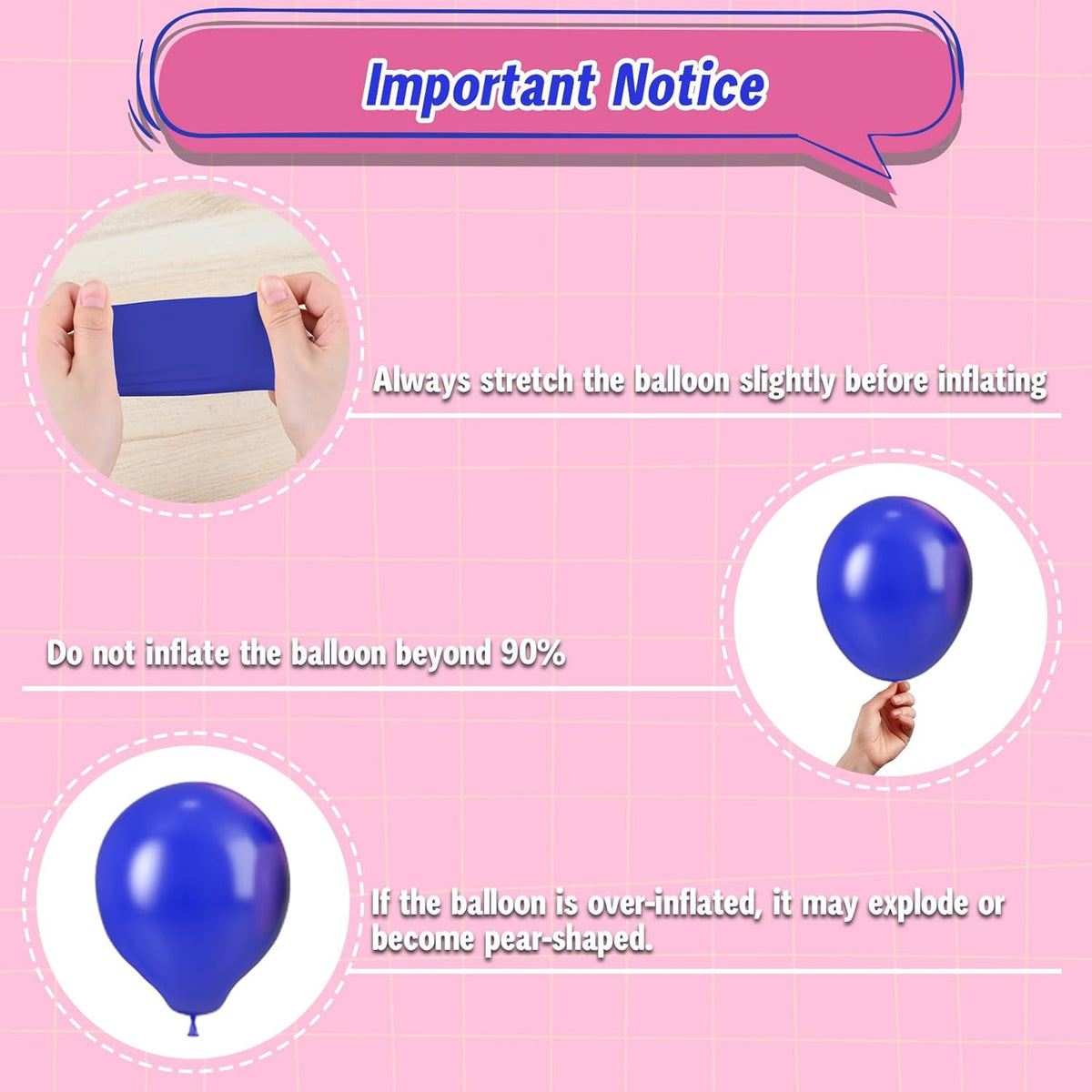 Pink and Blue Balloons, 12 Inch Royal Blue Hot Pink Confetti Balloons for Girl Cartoon Birthday