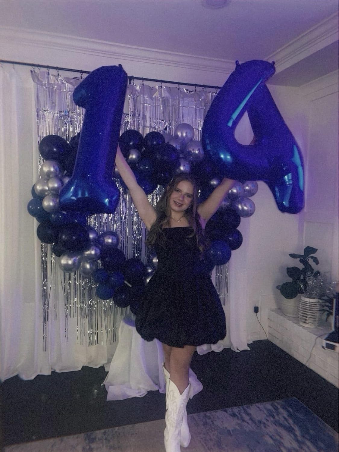 40 Inch Night Blue Large Number 4 Birthday Balloon, Giant Number Four 14 24 34 40 44 Balloons