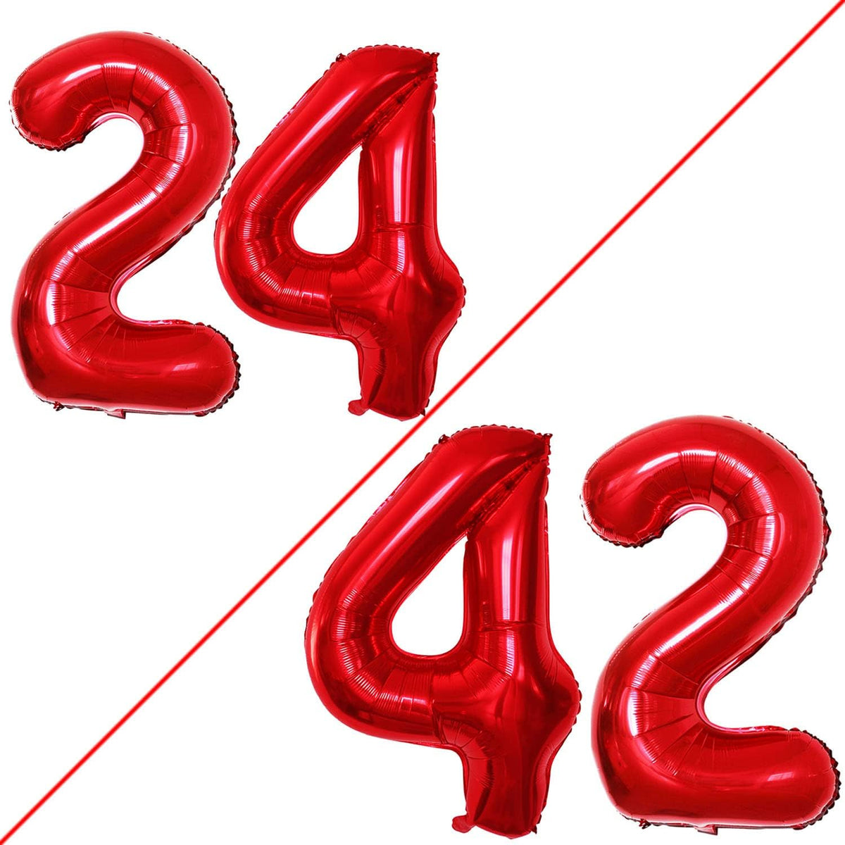 GOER Number 24 Balloons for 24th Birthday Party Decorations,42 Inch Jumbo Foil Helium 42 Balloons