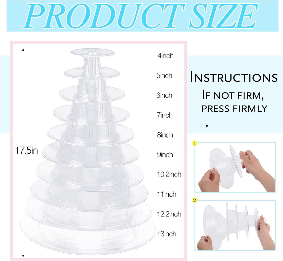 Juexica 10 Tiers Round Macaron Tower Stand Plastic Cake Display Rack Macaron Display Wedding