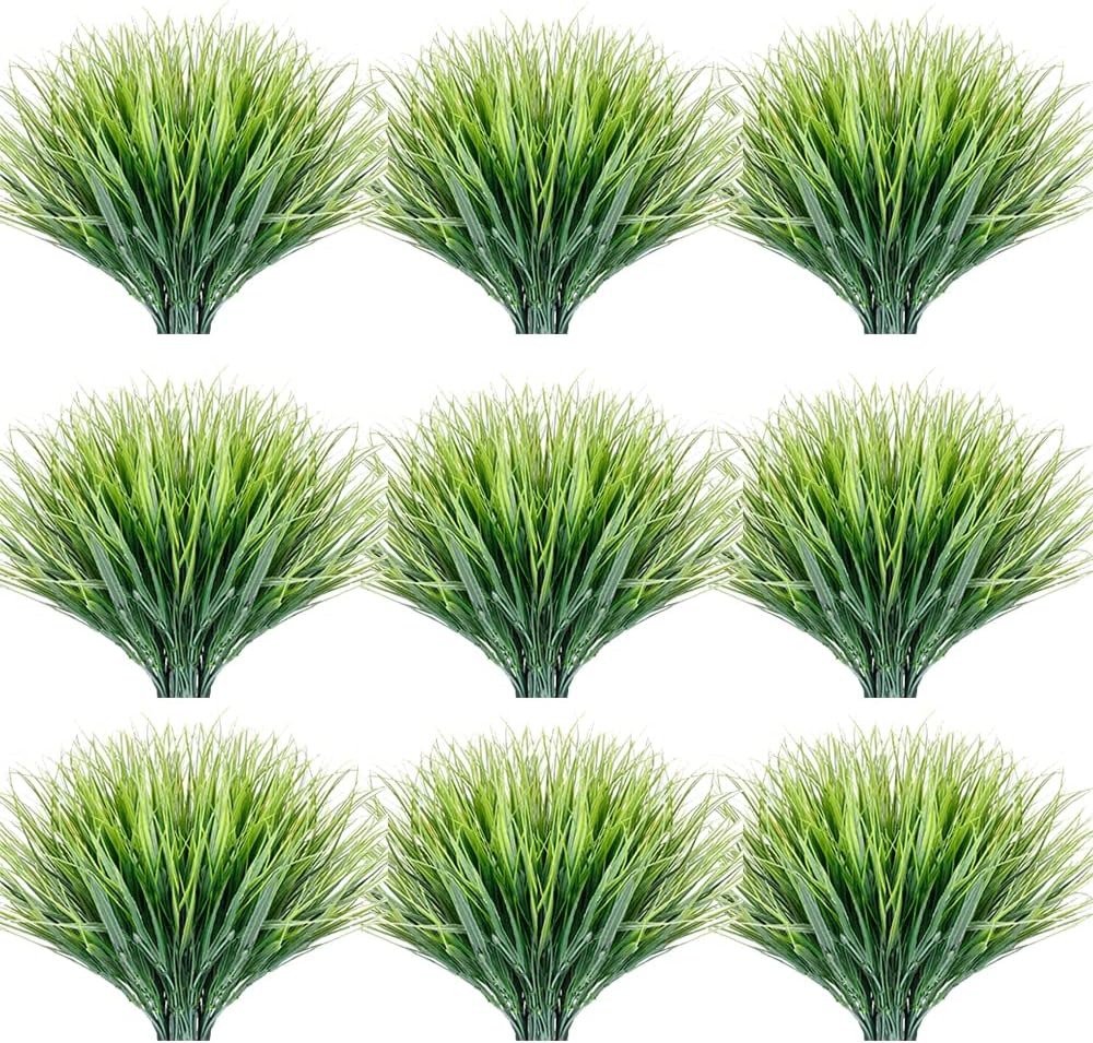 30 Bundles Artificial Grasses Outdoor UV Resistant Fake Grasses No Fade Faux Plastic Plants Garden
