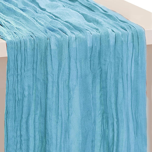 1 Pack Baby Blue Cheesecloth Table Runner 35x120 Inch 10Ft Rustic Gauze Cheese Cloth Table Runner