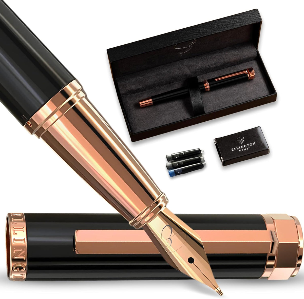 Ellington Pens Luxury Fountain Pen Set- Fountain Pens for Writing - Smooth Medium Nib - Includes