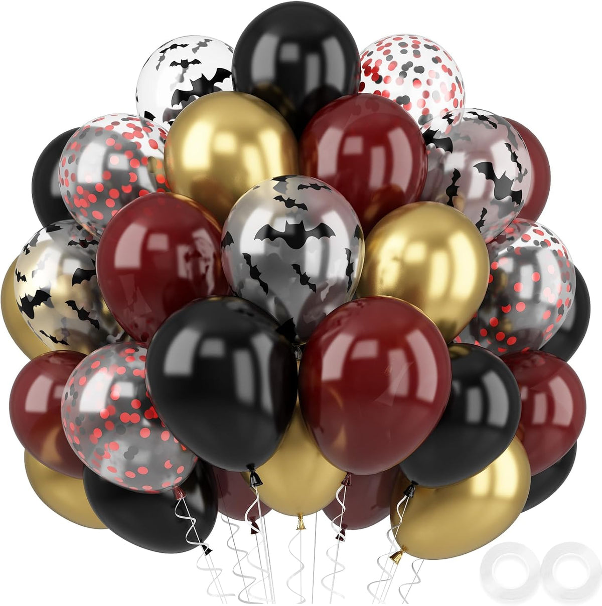 Black Burgundy Balloons, 52 PCS Burgundy Gold Balloons, 12 Inch Red Black Latex Balloon with