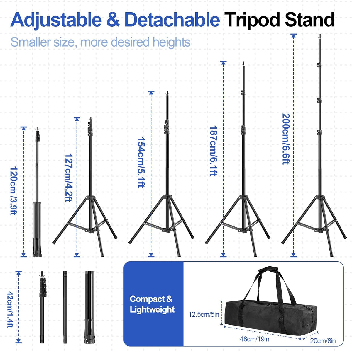 Backdrop Stand 10x6.6ft(WxH), Photo Studio Adjustable Background Stand Support System Kit with 8