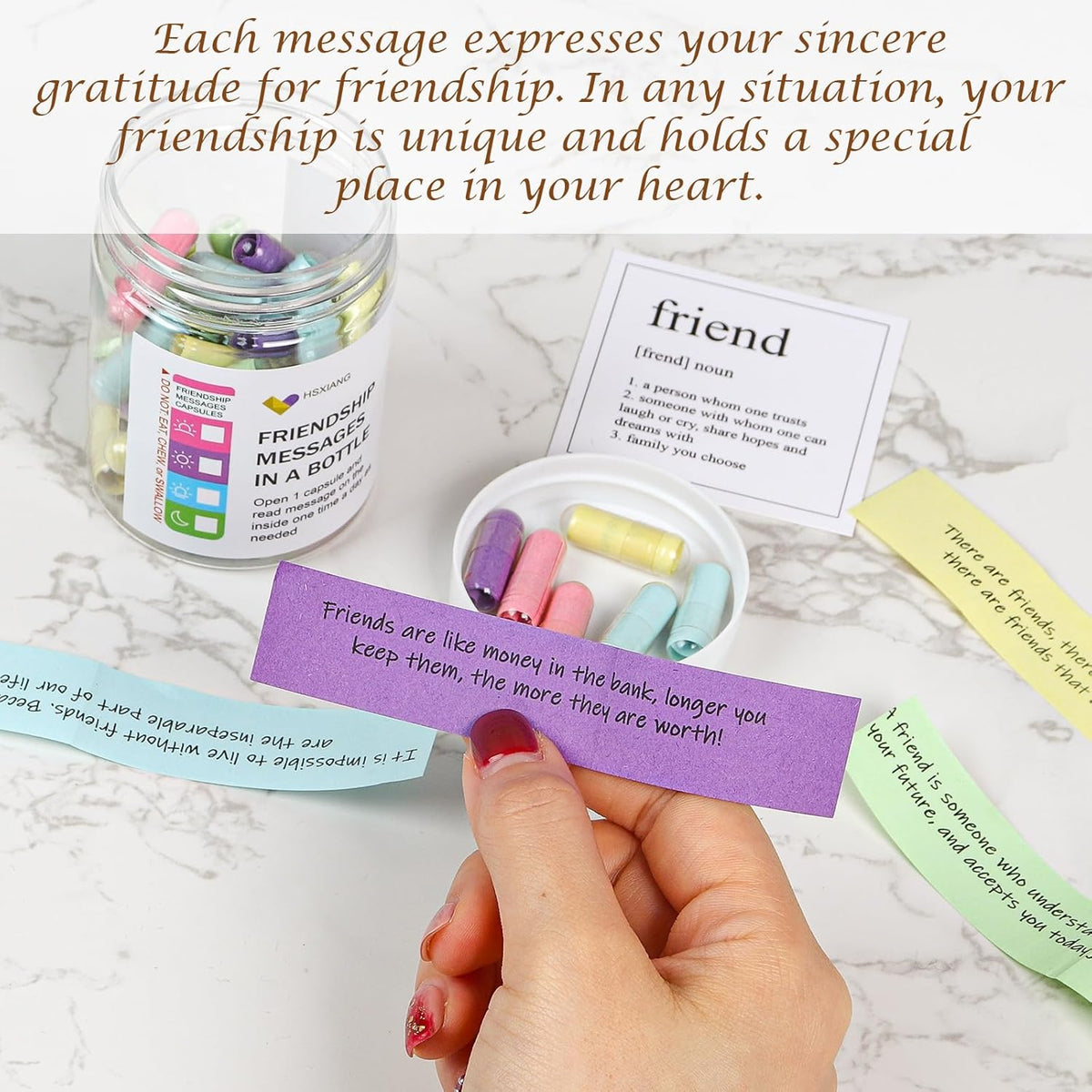 Friendship Messages in a Bottle（5oz）,Friendship Gifts for Your Bestfriend,Women,BFF, Sister, 50PCS