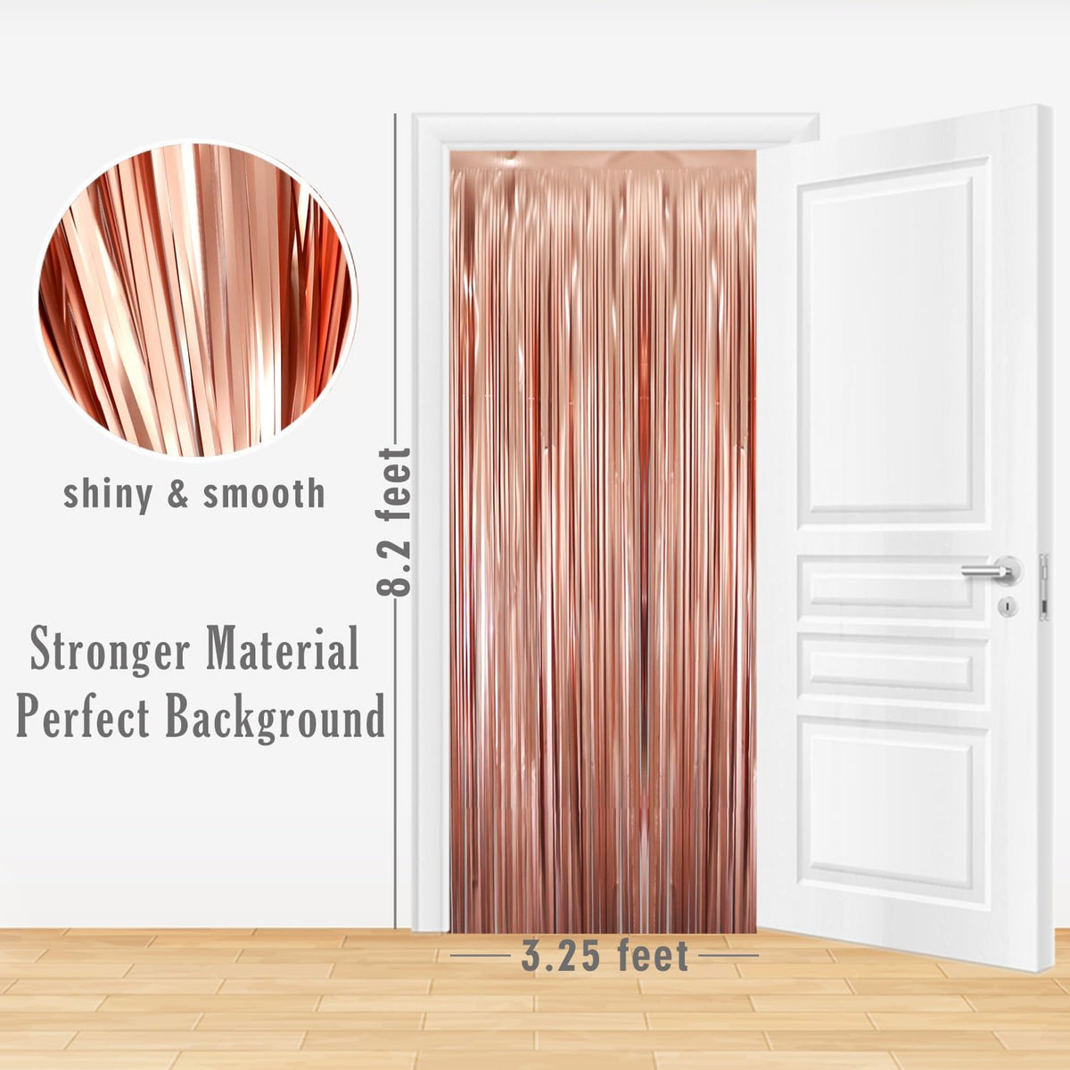 GOER 3.2 ft x 9.8 ft Metallic Tinsel Foil Fringe Curtains for Party Photo Backdrop Wedding Decor (4