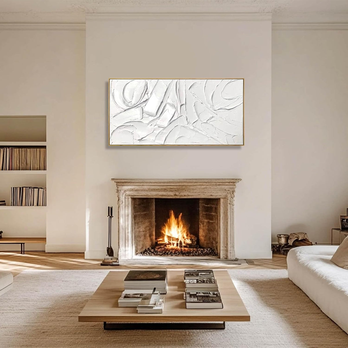 Abstract Oil Painting Artwork Framed Canvas Art Maximalist Decor 24"x48" Modern Painting Wall Art