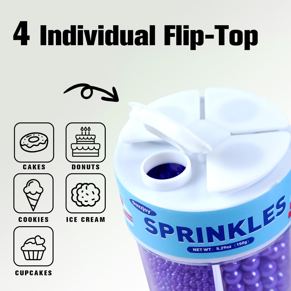 Dazzjoy Purple Edible Pearl Sprinkles, 150g/5.29oz, Purple Sprinkles for Cake Decorating, Cake