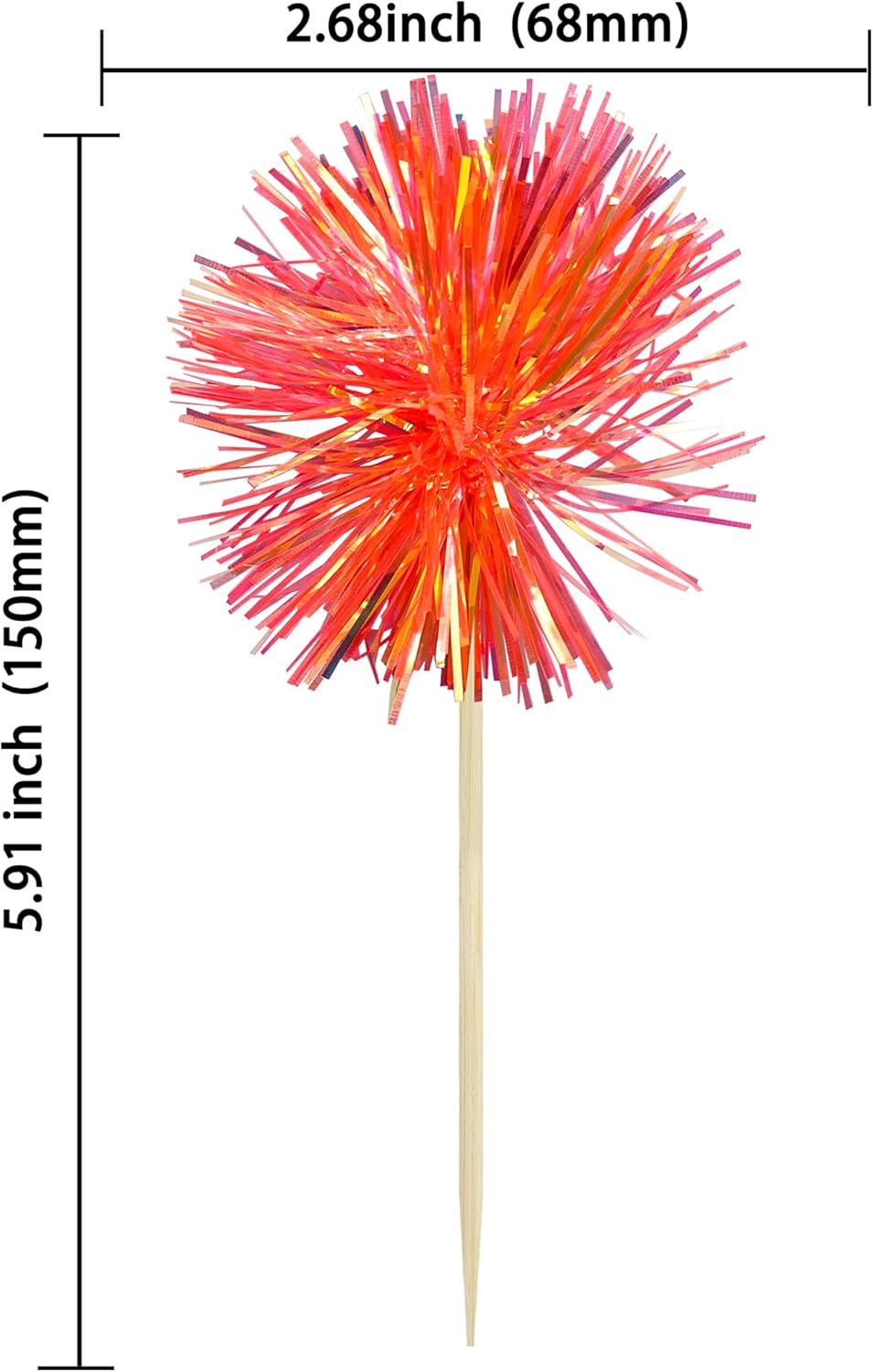 Gyufise 30Pcs Foil Firework Cupcake Toppers Sparkle Tinsel Cake Toppers Tinsel Drink Cake