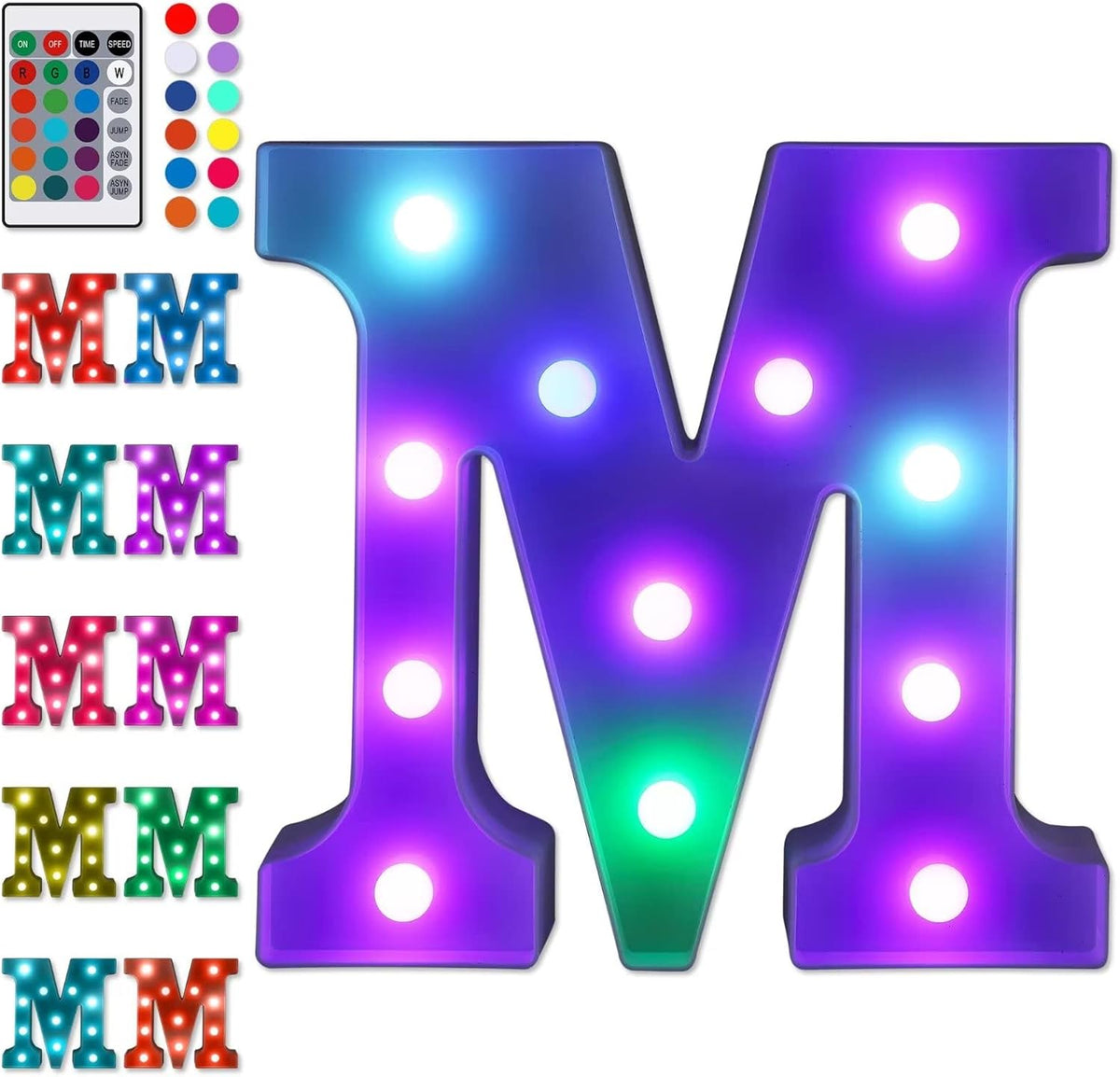Foaky Colorful LED Letter Lights with Remote,Marquee Light Up Letters Sign for Night Light