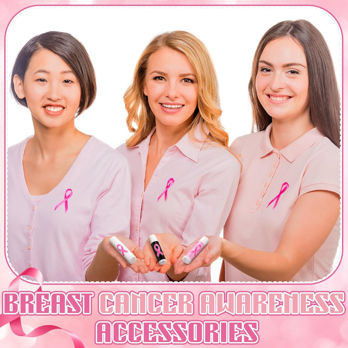 30 Pack Breast Cancer Awareness Accessories Gifts Bulk Lip Balms Favors Pink Ribbon Lip Balms