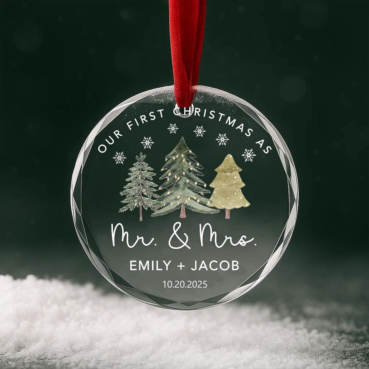 Personalized Glass Ornament 2025 for Married Couples with Name, Custom Wedding Keepsake Gift for