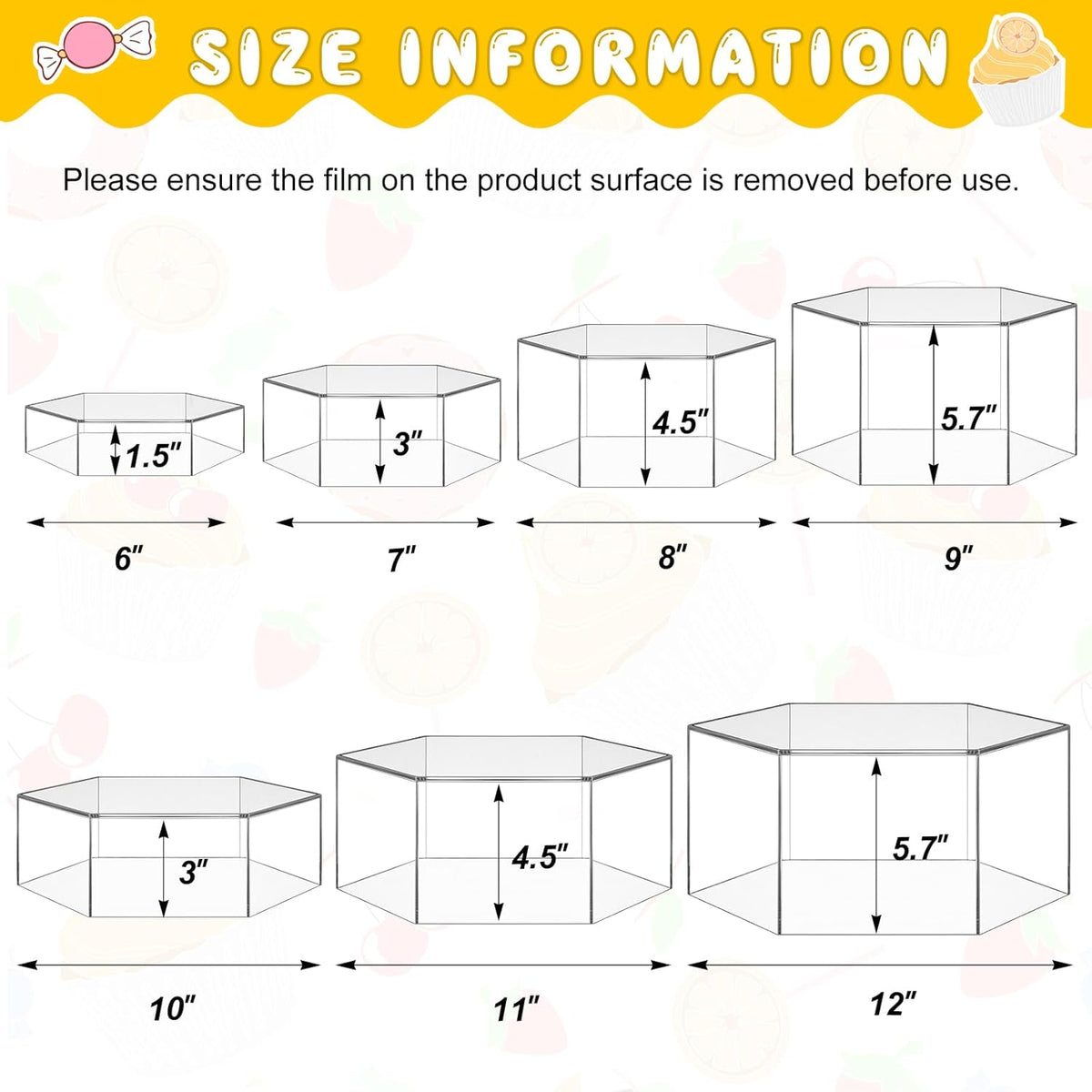 Leinuosen 7 Pcs Large Buffet Risers Set 6" to 12" Acrylic Display Box Catering Dessert Table Riser