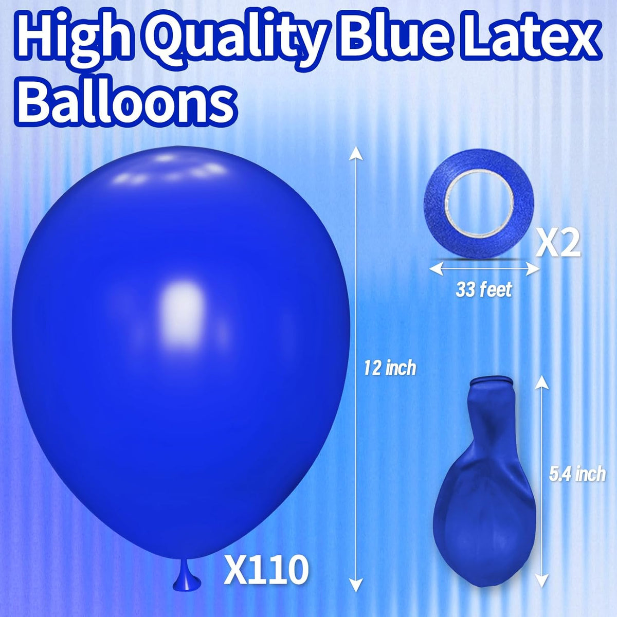 KAWKALSH Dark Blue Balloon 12 Inch, 110pcs Latex Party Balloons Helium Bright Color for Birthday