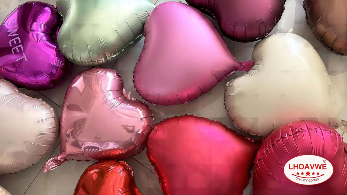 12 Pcs Red Heart Shaped Metallic Balloons 18 Inch Valentine Balloons for Valentines Day Bridal