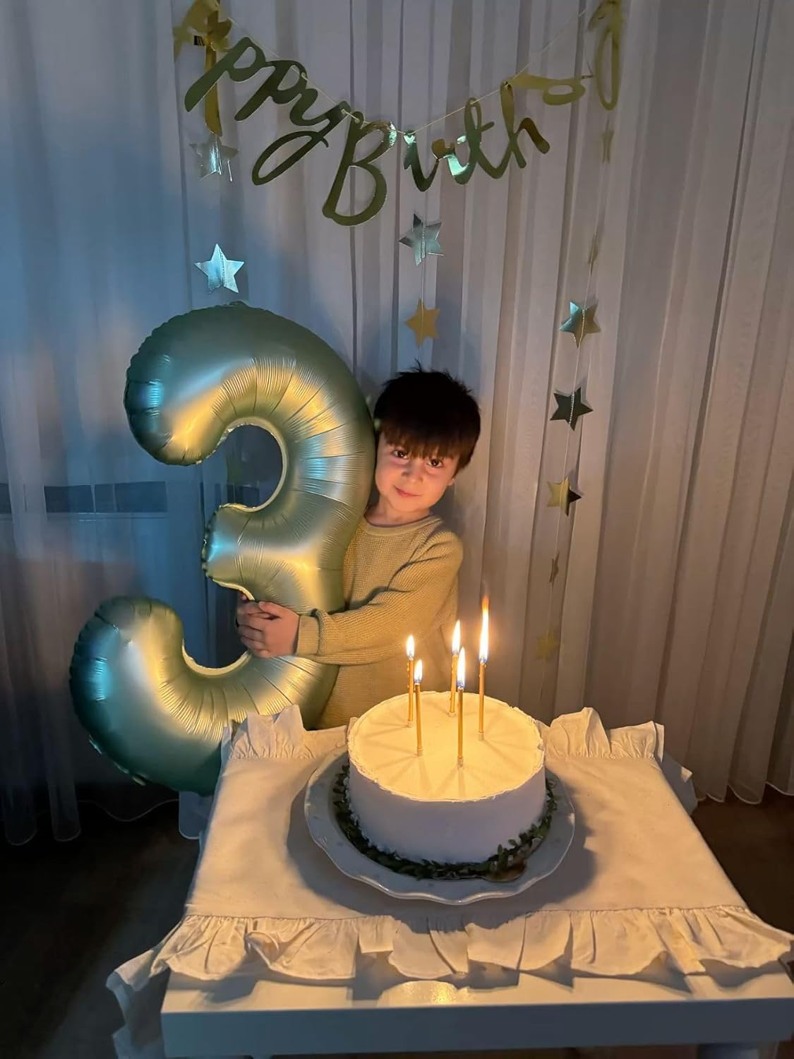 Large 40 Inch Sage Green 3 Number Balloon, 3 13 23 30 33 36 38 Oliver Green Birthday Party