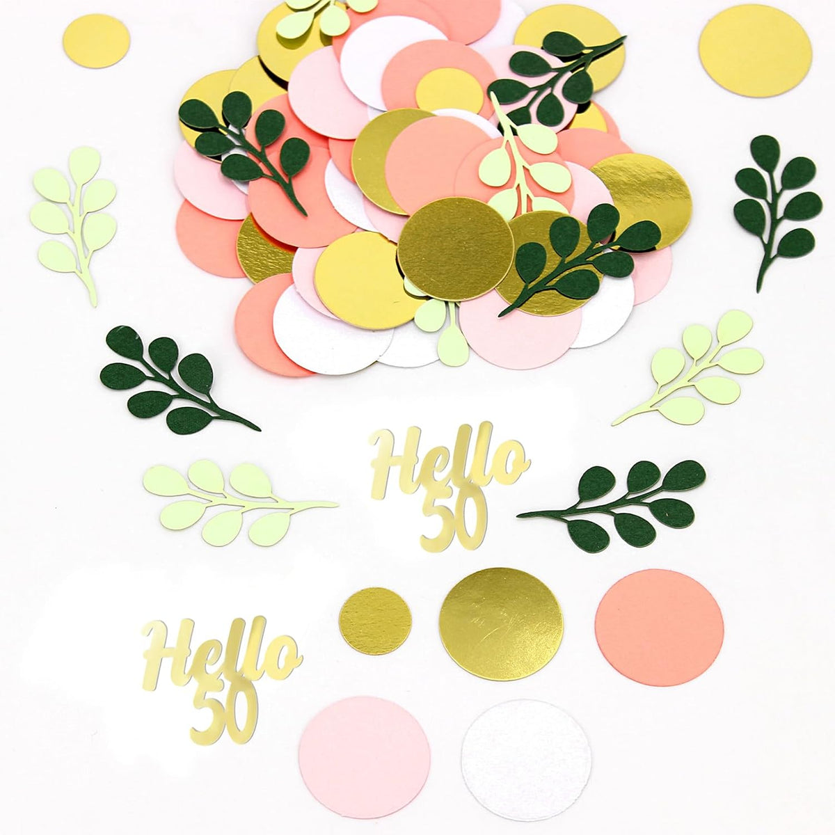 300PC 50TH Birthday Confetti for Table Pink and Sage Green Happy 50TH Birthday Decorations for