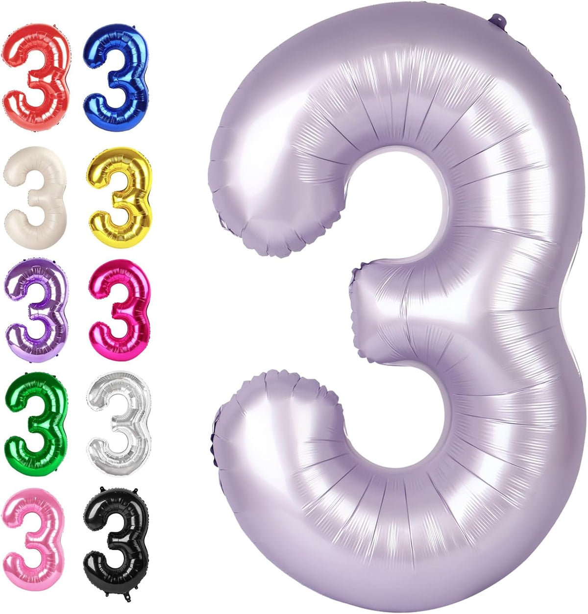 Large 40 Inch Lavender 3 Number Balloon, 3 13 23 30 33 36 38 Lilac Birthday Party Decorations