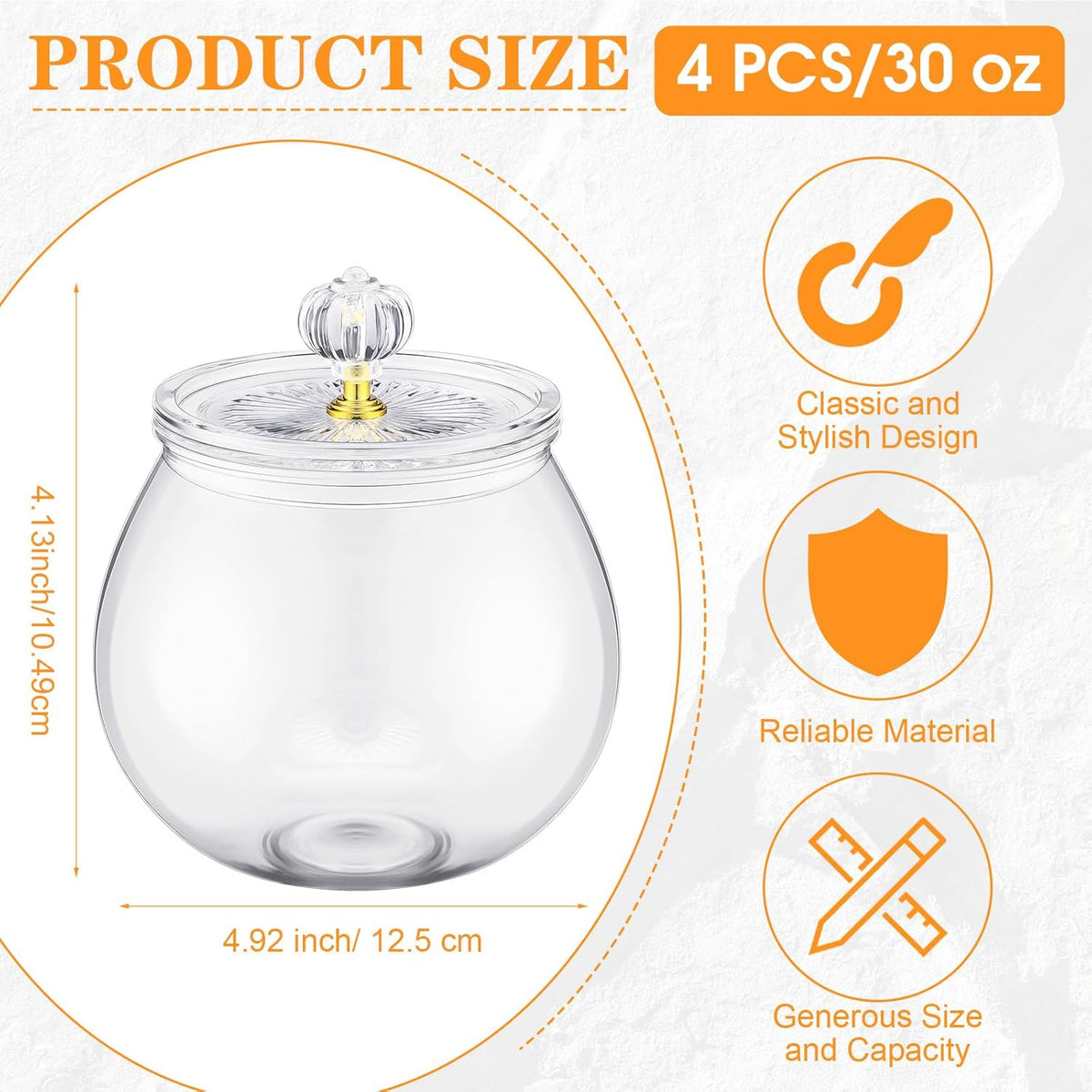 Nuogo 4 Pcs Plastic Candy and Cookie Jars with Lids Clear Cookie Container Candy Jars Large
