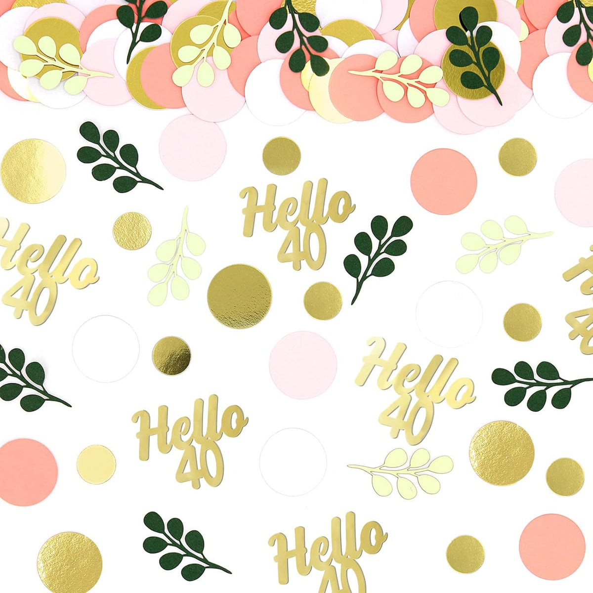 300PC 40TH Birthday Confetti for Table Pink and Sage Green Happy 40TH Birthday Decorations for